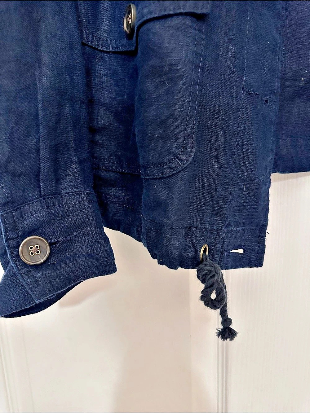 Talbots Washed Linen Jacket Utility Jacket in Blue, Large - Picture 5 of 8